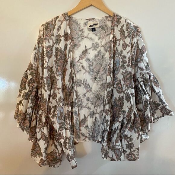 Universal thread one size boHo floral linen/cotton light weight cardigan - Picture 1 of 6
